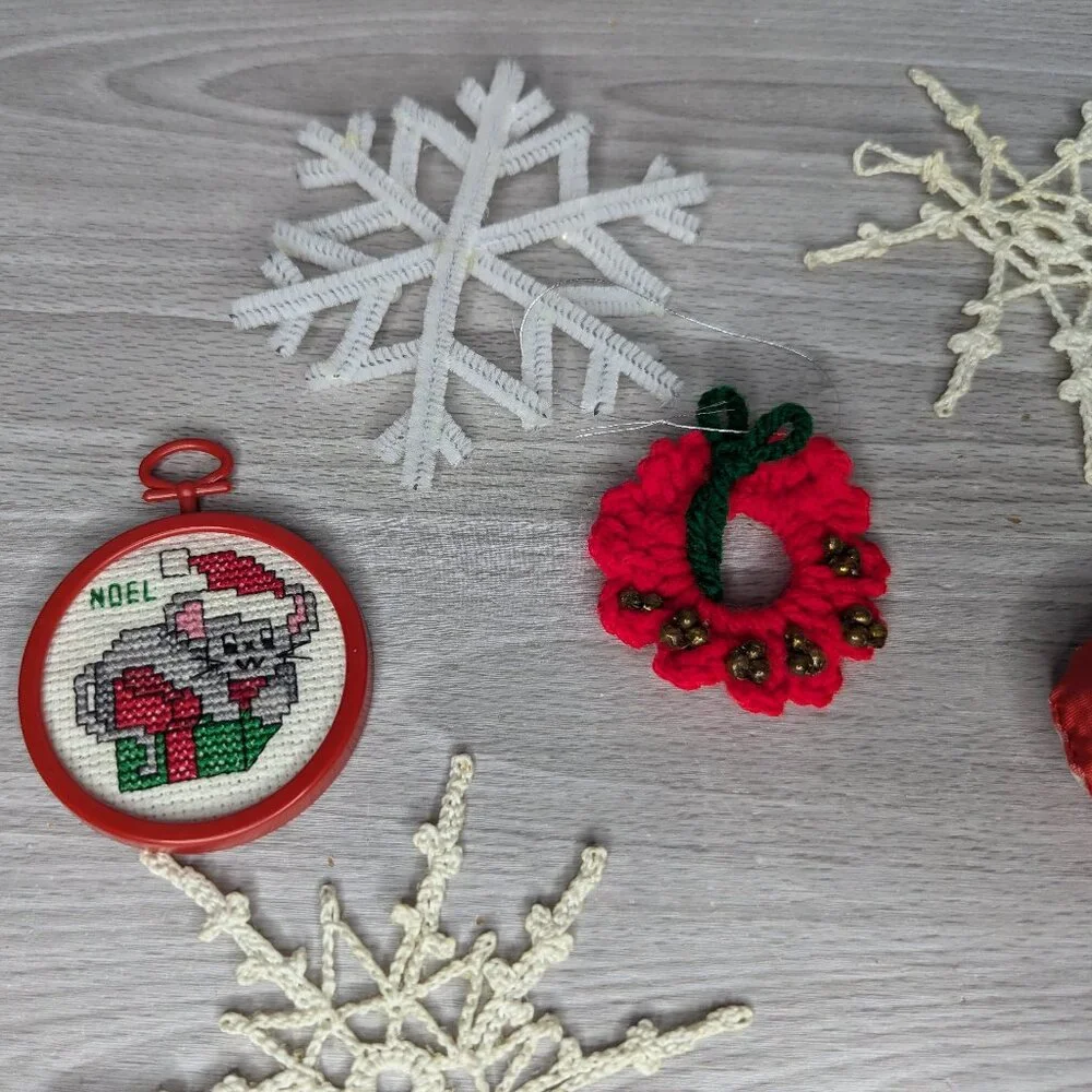 Vintage Group of 14 Ornament Some Hand Made